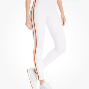 Spiritual Gangster NWT White Leggings with Colorful Side Stripes. XS